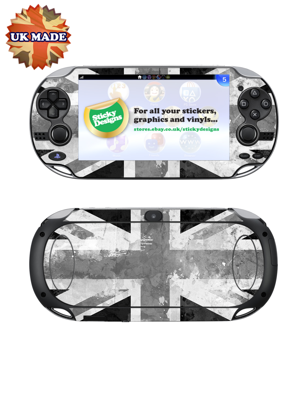 Ps Vita Union Jack Vinyl Skin Decal Black White Playstation Vita Skin Stickers Ebay